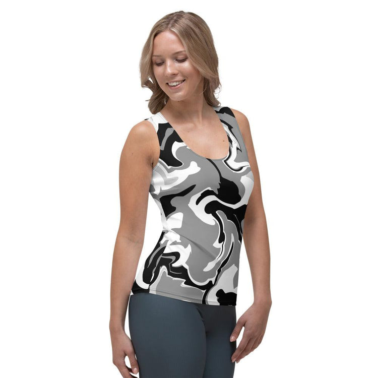 Black White Camo Tank Top - MessyBunFun - Your Destination for Stylish Unisex Clothing, Tops and bottoms - MessyBunFun.com