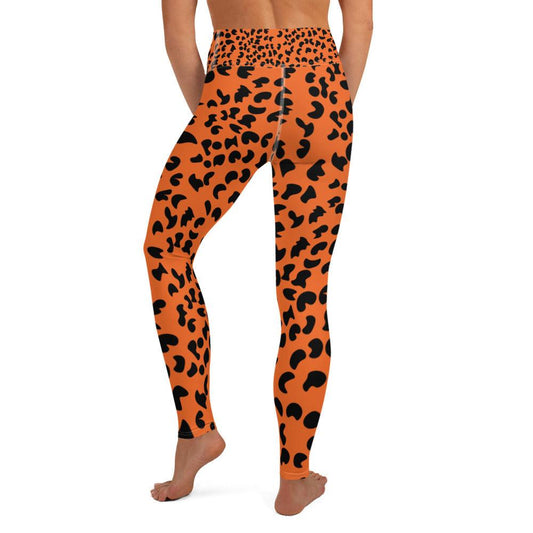 Bright Orange Cheetah Skin High Waisted Yoga Leggings