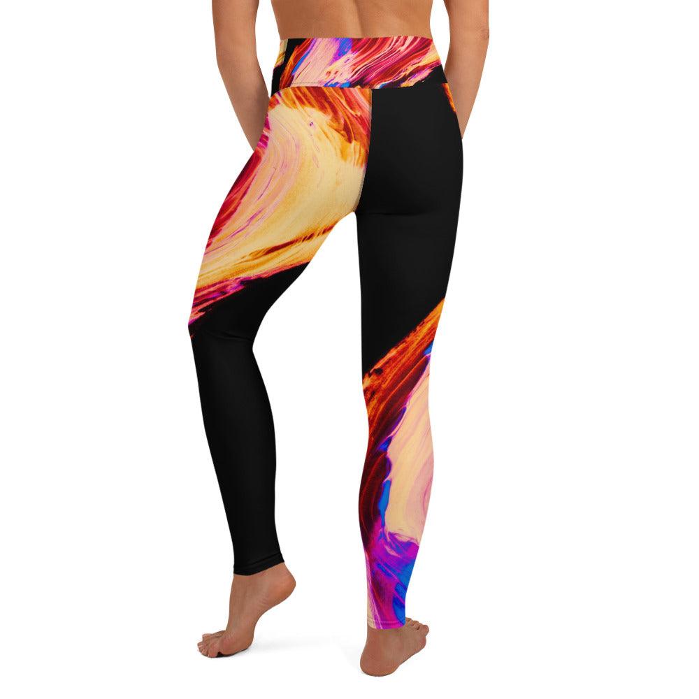 Red Black and Blue Marble High Waisted Yoga Leggings