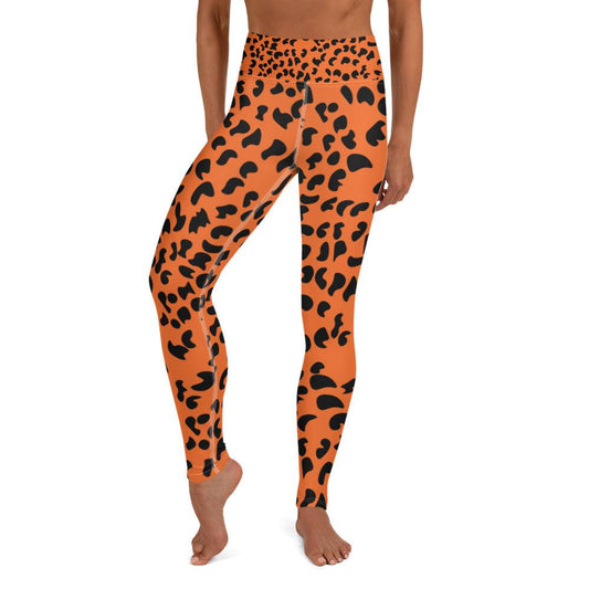 Bright Orange Cheetah Skin High Waisted Yoga Leggings
