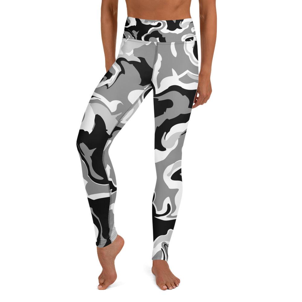 Black and White Marble High Waisted Yoga Leggings