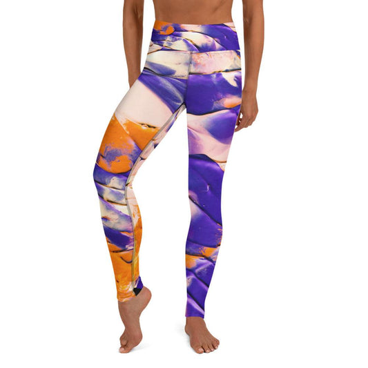 Purple and Orange Swirl High Waisted Yoga Leggings