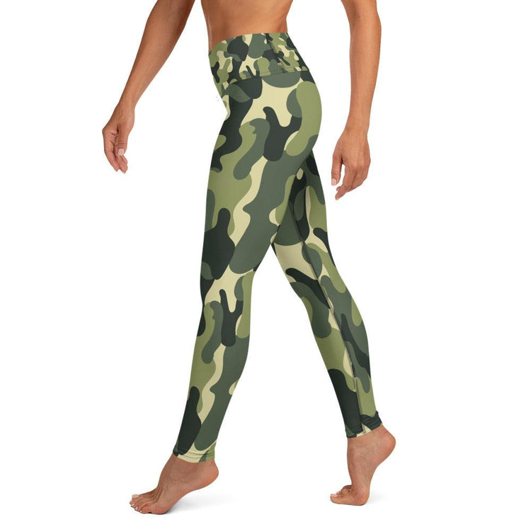 Green Camouflage High Waisted Yoga Leggings