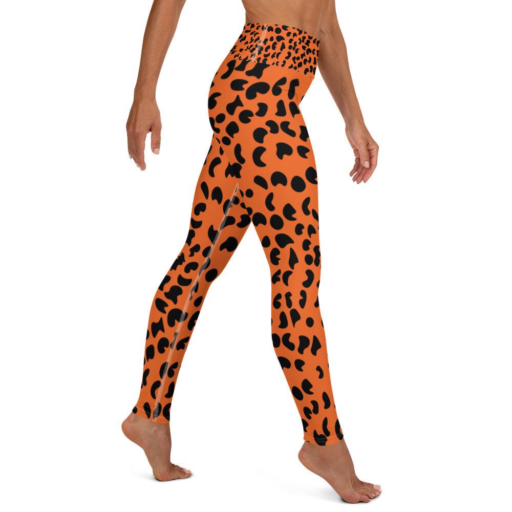 Bright Orange Cheetah Skin High Waisted Yoga Leggings