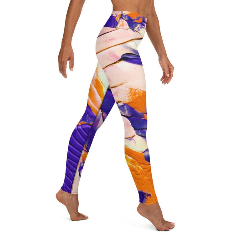 Purple and Orange Swirl High Waisted Yoga Leggings