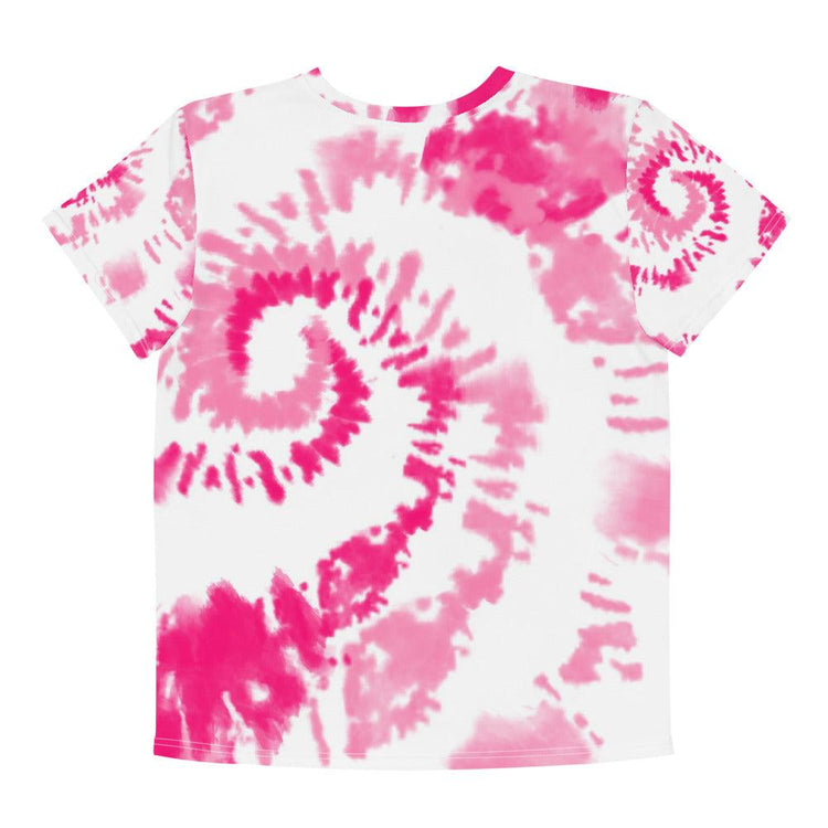 Pink and White Tie-Dye Youth Crew Neck T-Shirt