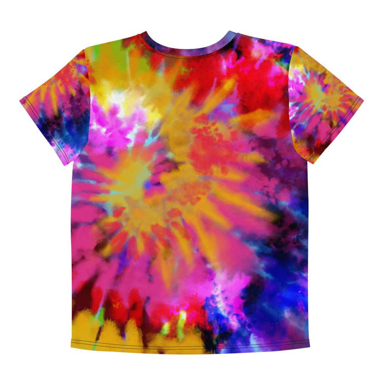 Red and Gold Tie-Dye Youth Crew Neck T-Shirt