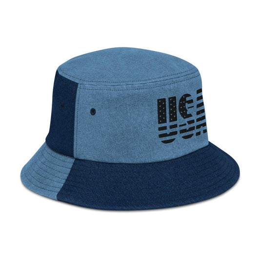 Embroidered USA Denim Bucket Hat - MessyBunFun - Your Destination for Stylish Unisex Clothing, Tops and bottoms - MessyBunFun.com