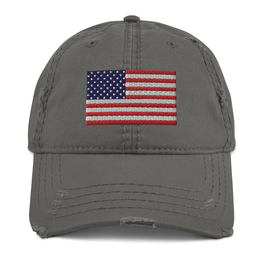 Embroidered American Flag Distressed Dad Hat
