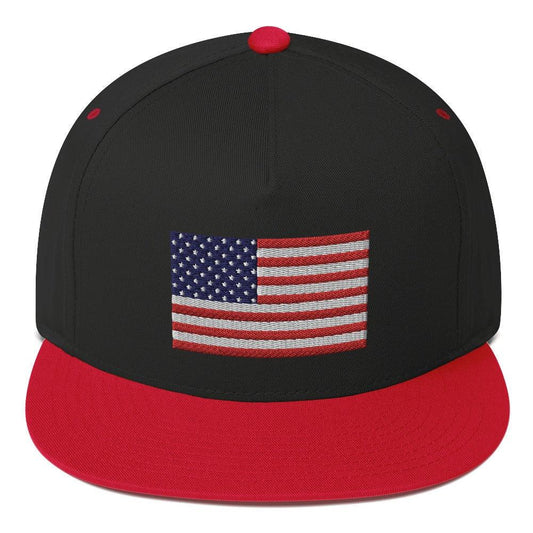 Embroidered American Flag Flat Bill Hat