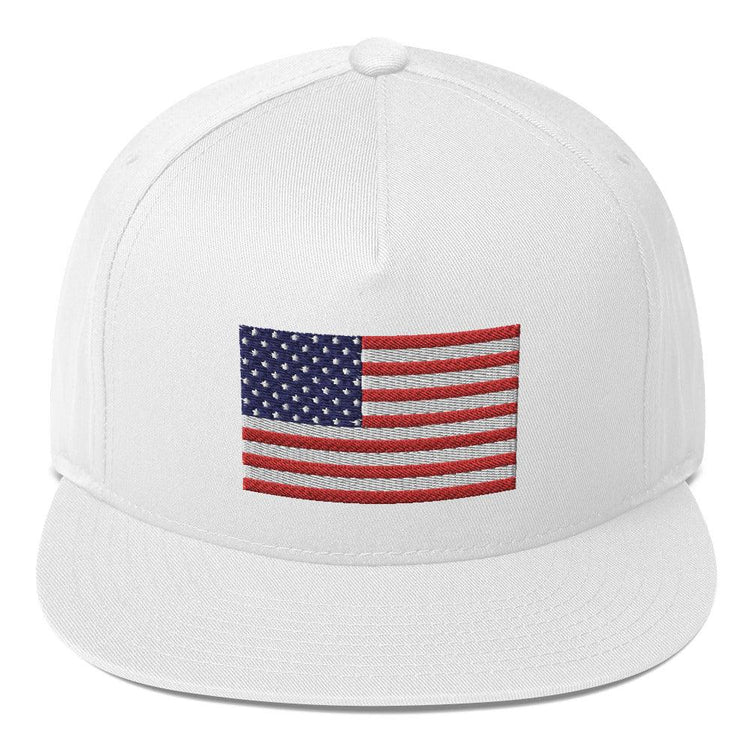 Embroidered American Flag Flat Bill Hat