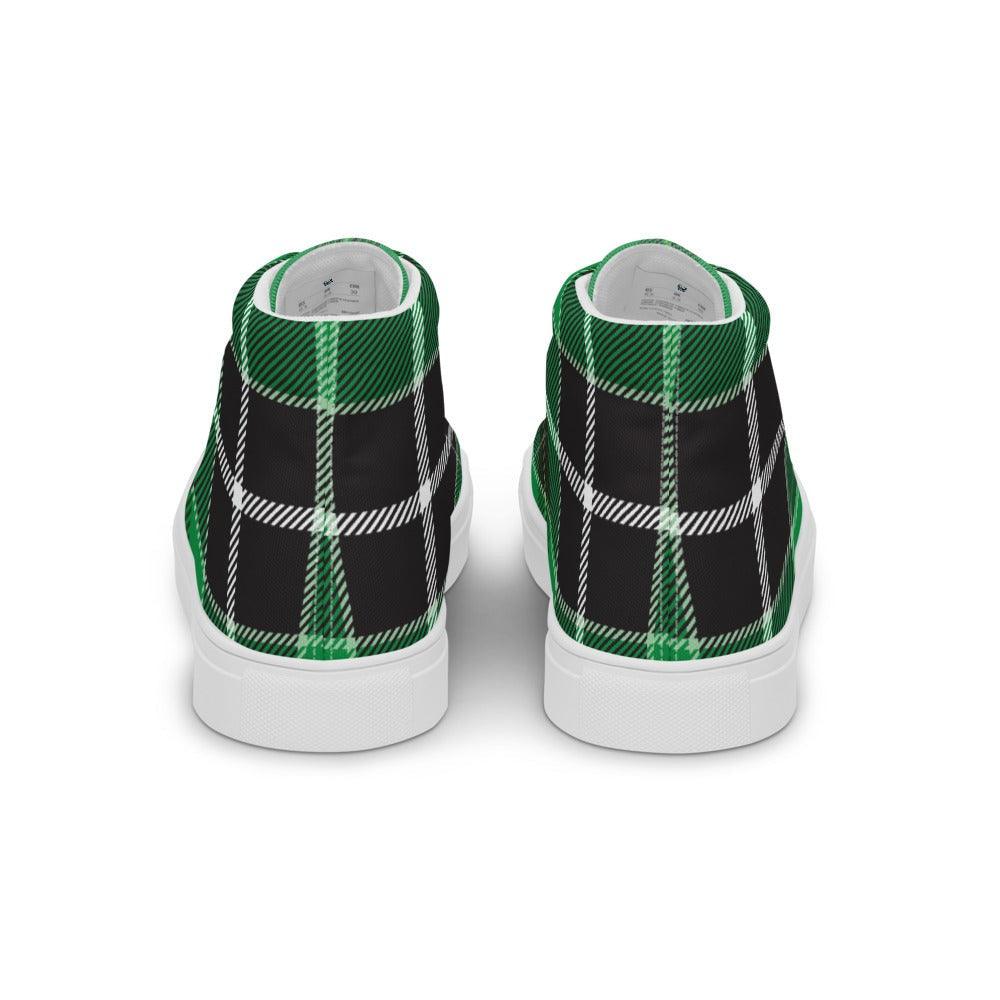 Green Buffalo Plaid Men’s High Top Canvas Shoes - MessyBunFun - Your Destination for Stylish Unisex Clothing, Tops and bottoms - MessyBunFun.com