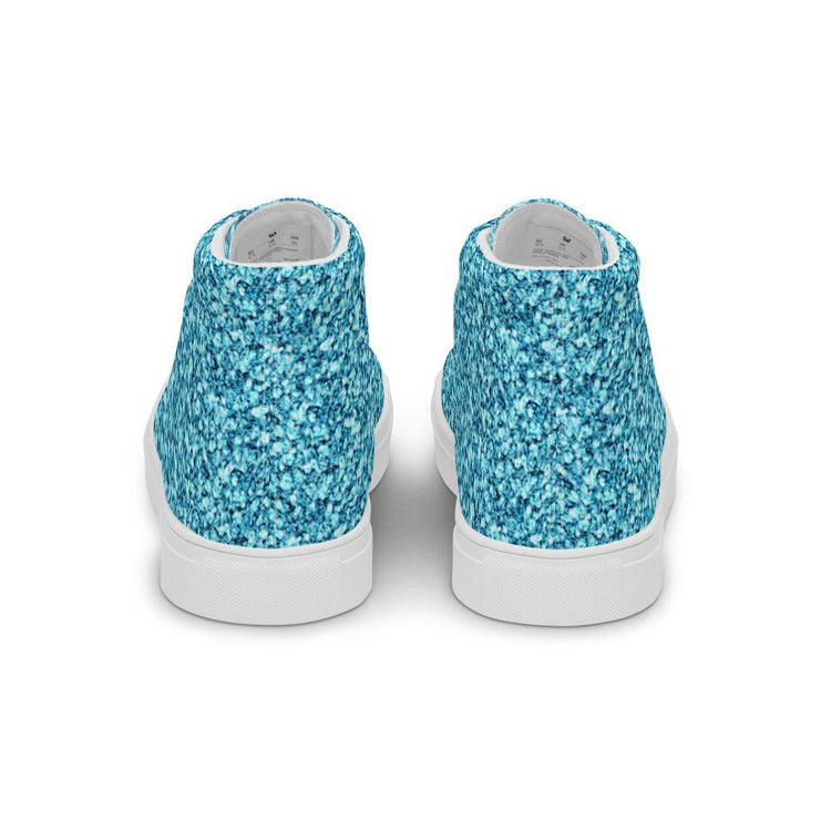 Chunky Teal Glitter Men’s High Top Canvas Shoes - MessyBunFun - Your Destination for Stylish Unisex Clothing, Tops and bottoms - MessyBunFun.com