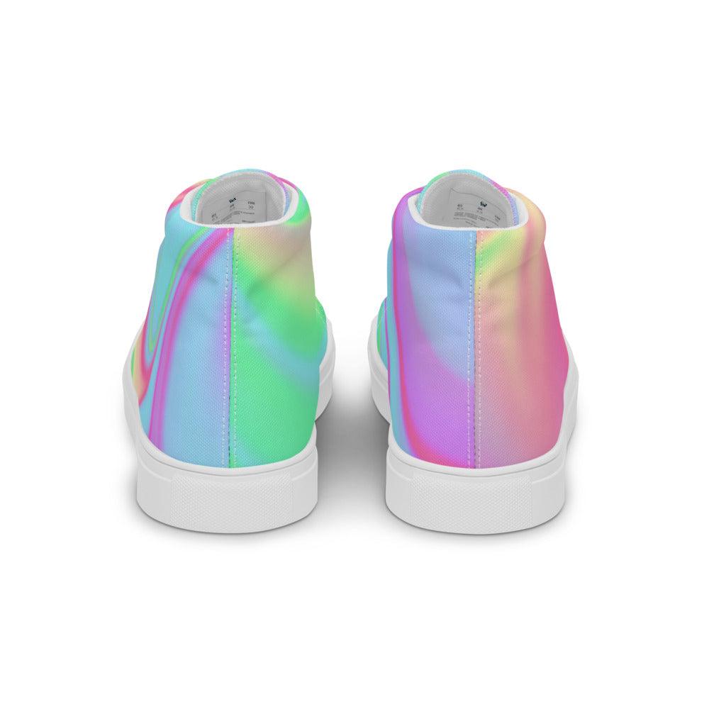 Tie-Dye Multi Swirl Men’s High Top Canvas Shoes - MessyBunFun - Your Destination for Stylish Unisex Clothing, Tops and bottoms - MessyBunFun.com