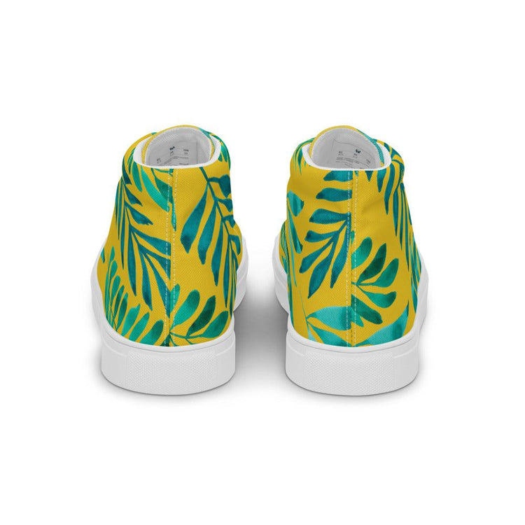 Tropical Gold Men’s High Top Canvas Shoes - MessyBunFun - Your Destination for Stylish Unisex Clothing, Tops and bottoms - MessyBunFun.com