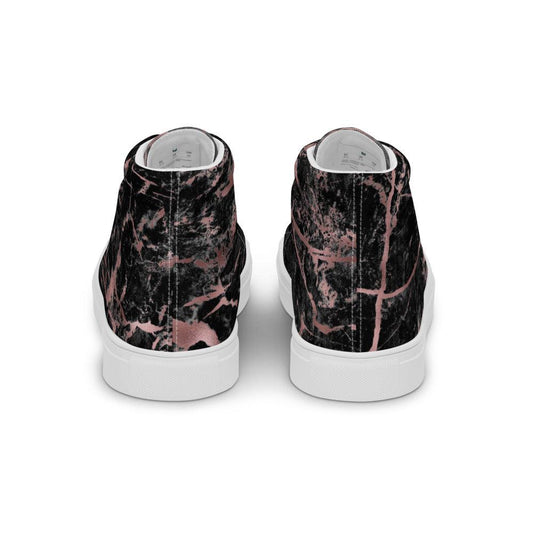 Bubble Gum Black Splatter Men’s High Top Canvas Shoes - MessyBunFun - Your Destination for Stylish Unisex Clothing, Tops and bottoms - MessyBunFun.com