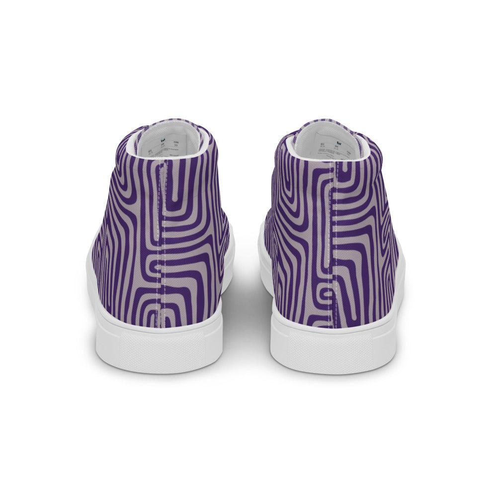 Purple Maze Men’s High Top Canvas Shoes - MessyBunFun - Your Destination for Stylish Unisex Clothing, Tops and bottoms - MessyBunFun.com