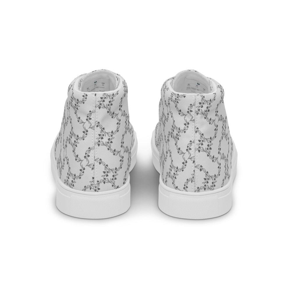 White Vines Men’s High Top Canvas Shoes - MessyBunFun - Your Destination for Stylish Unisex Clothing, Tops and bottoms - MessyBunFun.com