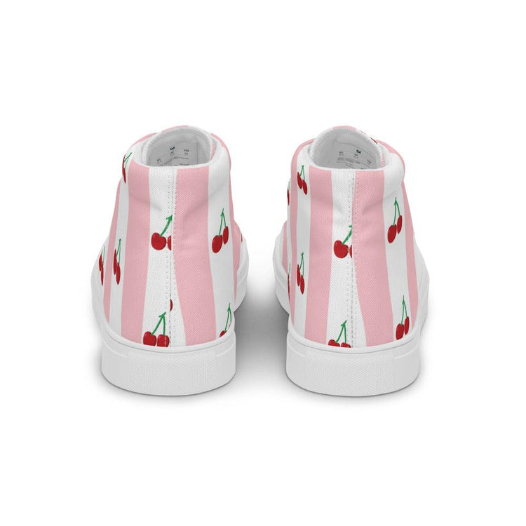 Cherry Pink Men’s High Top Canvas Shoes - MessyBunFun - Your Destination for Stylish Unisex Clothing, Tops and bottoms - MessyBunFun.com