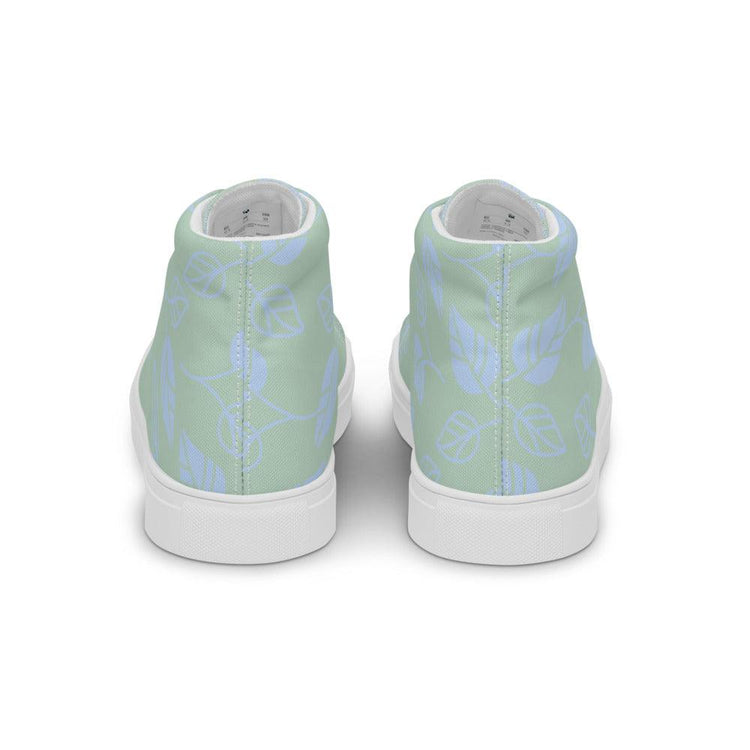 Monstera Blue Men’s High Top Canvas Shoes - MessyBunFun - Your Destination for Stylish Unisex Clothing, Tops and bottoms - MessyBunFun.com