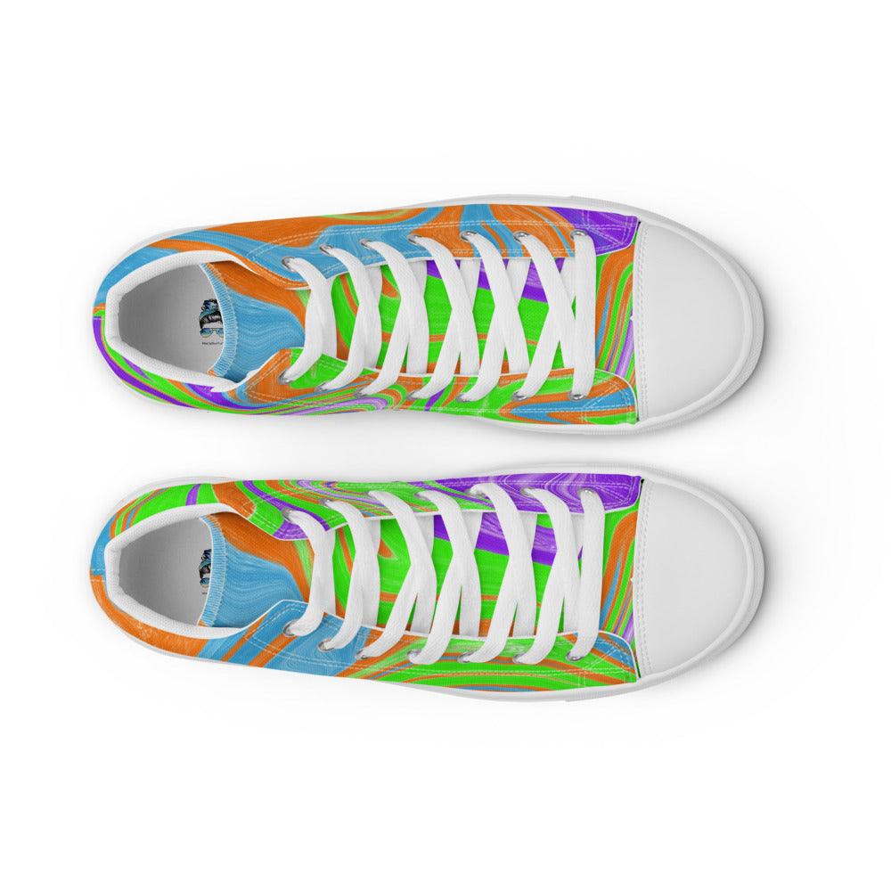 Tie-Dye Bright Swirl Men’s High Top Canvas Shoes