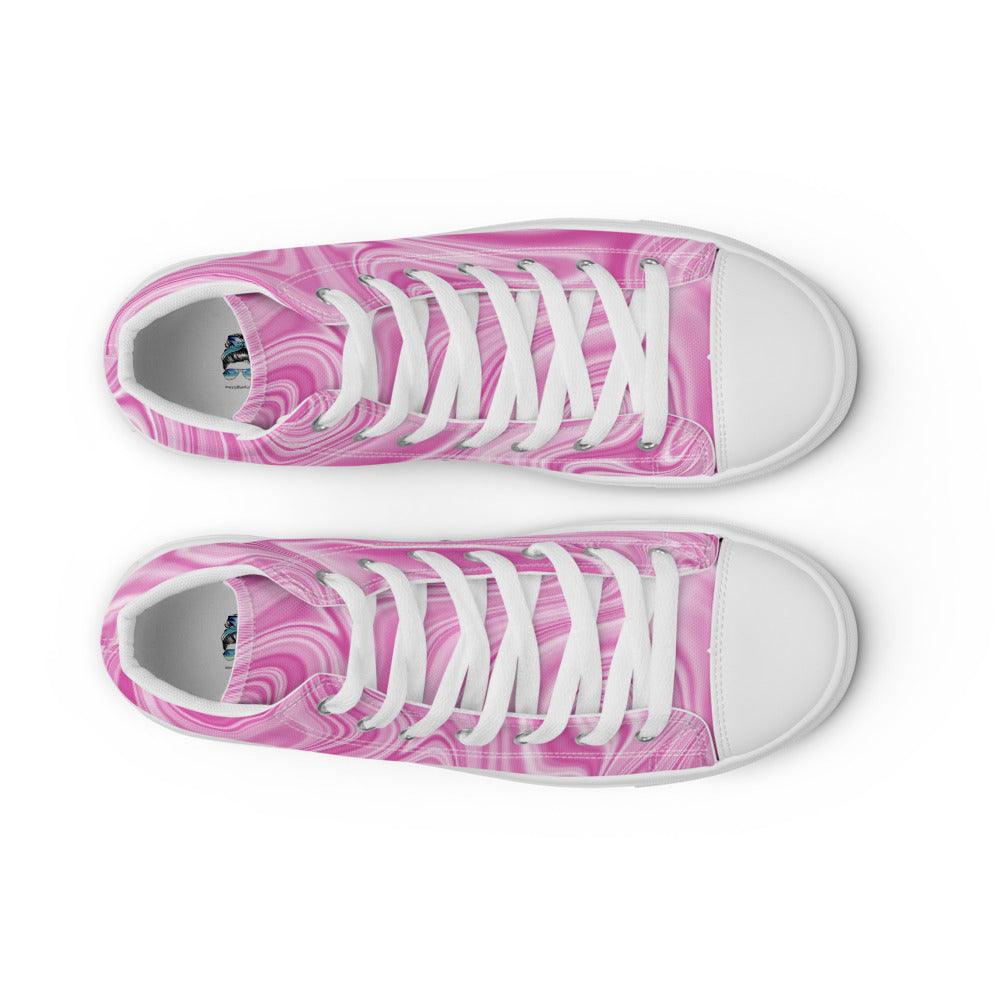 Pink Watermark Men’s High Top Canvas Shoes