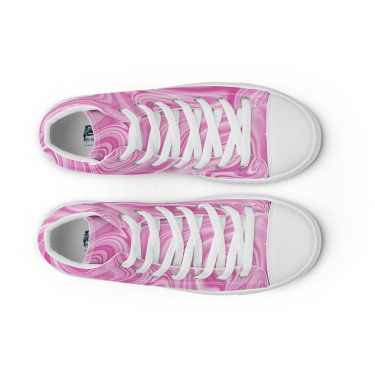 Pink Watermark Men’s High Top Canvas Shoes