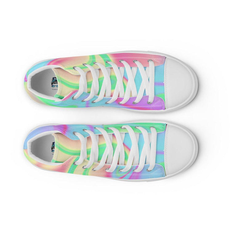 Tie-Dye Multi Swirl Men’s High Top Canvas Shoes - MessyBunFun - Your Destination for Stylish Unisex Clothing, Tops and bottoms - MessyBunFun.com