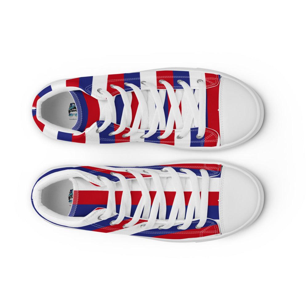 Stripes and More Stripes Men’s High Top Canvas Shoes - MessyBunFun - Your Destination for Stylish Unisex Clothing, Tops and bottoms - MessyBunFun.com