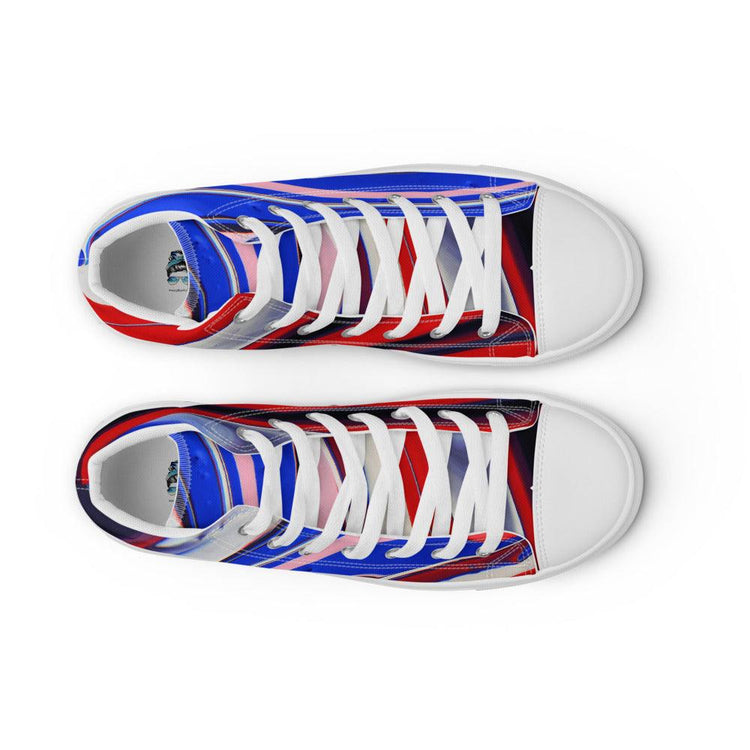 Red White and Blue Marble Men’s High Top Canvas Shoes - MessyBunFun - Your Destination for Stylish Unisex Clothing, Tops and bottoms - MessyBunFun.com