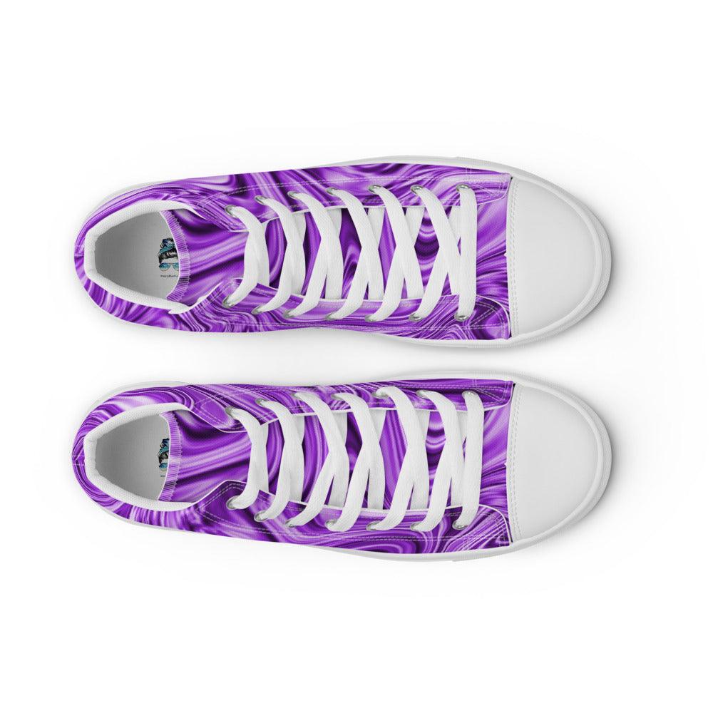 Purple Marble Men’s High Top Canvas Shoes - MessyBunFun - Your Destination for Stylish Unisex Clothing, Tops and bottoms - MessyBunFun.com