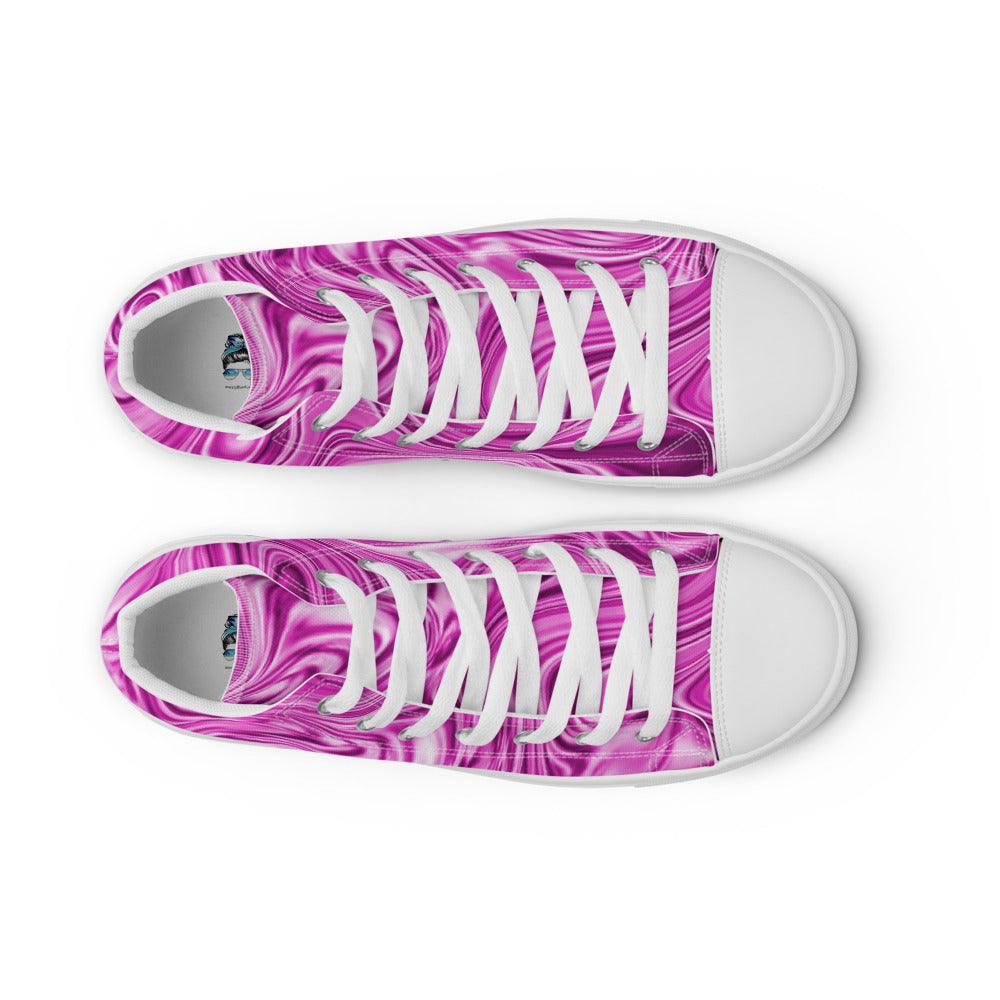 Pink Marble Men’s High Top Canvas Shoes - MessyBunFun - Your Destination for Stylish Unisex Clothing, Tops and bottoms - MessyBunFun.com