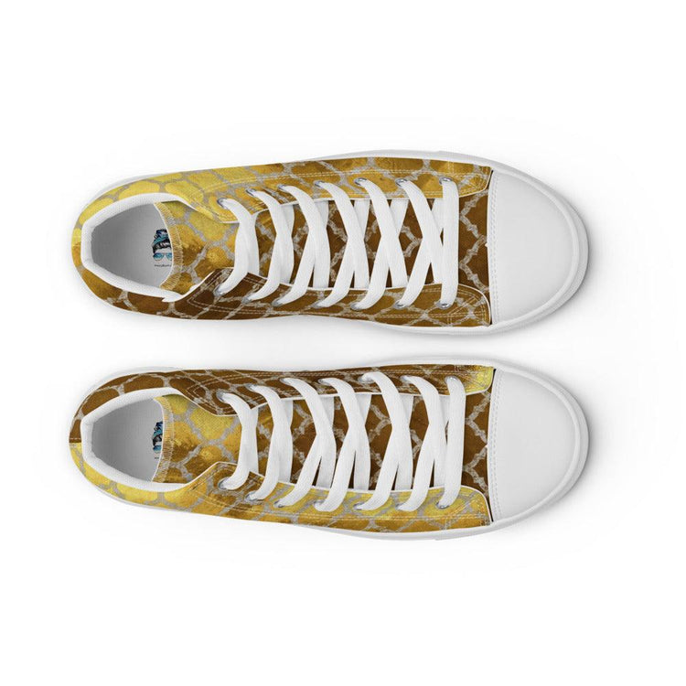 Golden Morocco Men’s High Top Canvas Shoes - MessyBunFun - Your Destination for Stylish Unisex Clothing, Tops and bottoms - MessyBunFun.com