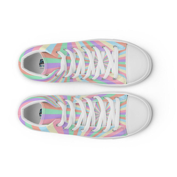 Rainbow Sunrise Men’s High Top Canvas Shoes - MessyBunFun - Your Destination for Stylish Unisex Clothing, Tops and bottoms - MessyBunFun.com