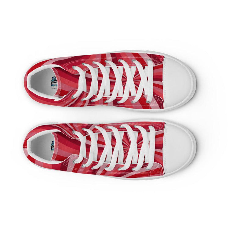 Red Sunrise Men’s High Top Canvas Shoes - MessyBunFun - Your Destination for Stylish Unisex Clothing, Tops and bottoms - MessyBunFun.com