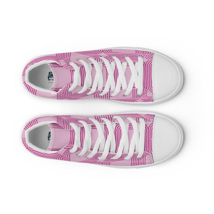 Pink Squared Men’s High Top Canvas Shoes - MessyBunFun - Your Destination for Stylish Unisex Clothing, Tops and bottoms - MessyBunFun.com