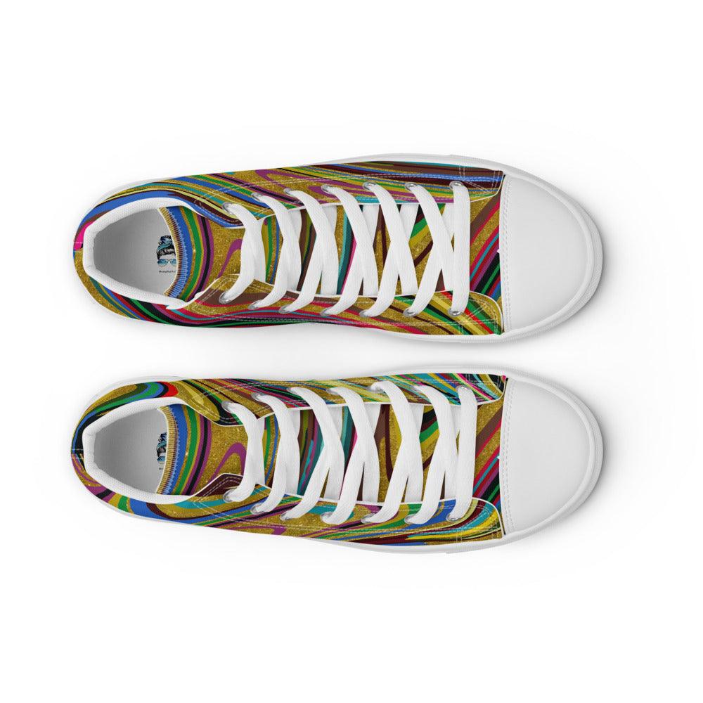 Multi Swirl Men’s High Top Canvas Shoes - MessyBunFun - Your Destination for Stylish Unisex Clothing, Tops and bottoms - MessyBunFun.com