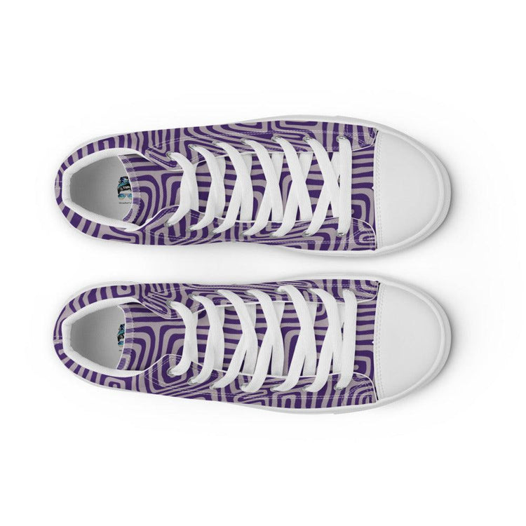 Purple Maze Men’s High Top Canvas Shoes - MessyBunFun - Your Destination for Stylish Unisex Clothing, Tops and bottoms - MessyBunFun.com