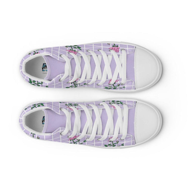 Rose Gingham Men’s High Top Canvas Shoes - MessyBunFun - Your Destination for Stylish Unisex Clothing, Tops and bottoms - MessyBunFun.com