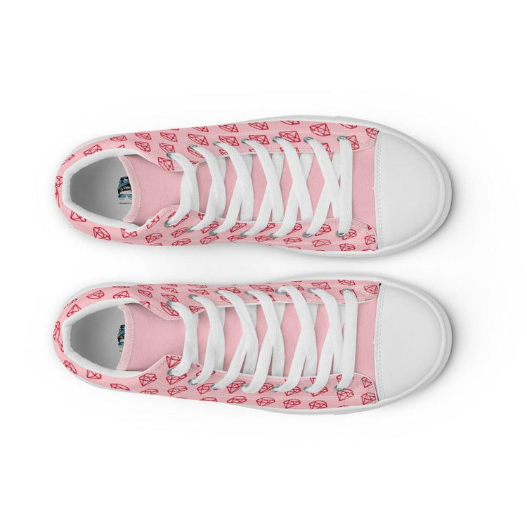 Pink Diamonds Men’s High Top Canvas Shoes - MessyBunFun - Your Destination for Stylish Unisex Clothing, Tops and bottoms - MessyBunFun.com