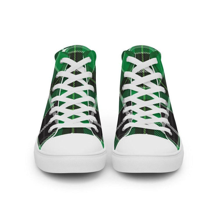 Green Buffalo Plaid Men’s High Top Canvas Shoes - MessyBunFun - Your Destination for Stylish Unisex Clothing, Tops and bottoms - MessyBunFun.com