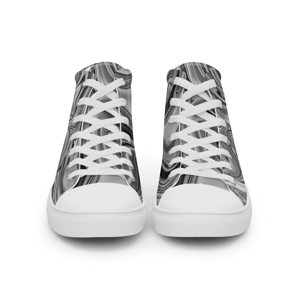 Black Marble Men’s High Top Canvas Shoes - MessyBunFun - Your Destination for Stylish Unisex Clothing, Tops and bottoms - MessyBunFun.com