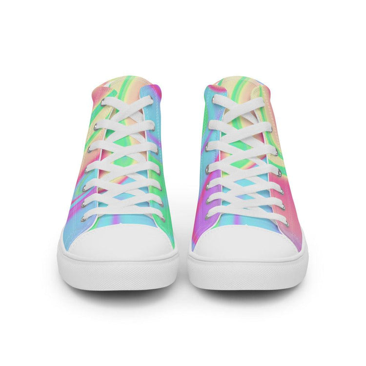 Tie-Dye Multi Swirl Men’s High Top Canvas Shoes - MessyBunFun - Your Destination for Stylish Unisex Clothing, Tops and bottoms - MessyBunFun.com