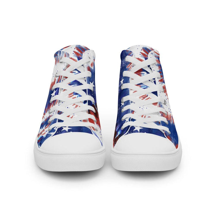 USA Tie-Dye Men’s High Top Canvas Shoes - MessyBunFun - Your Destination for Stylish Unisex Clothing, Tops and bottoms - MessyBunFun.com