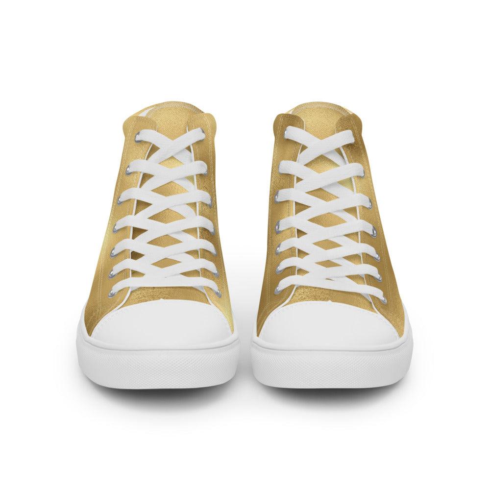 Golden Glow Men’s High Top Canvas Shoes - MessyBunFun - Your Destination for Stylish Unisex Clothing, Tops and bottoms - MessyBunFun.com