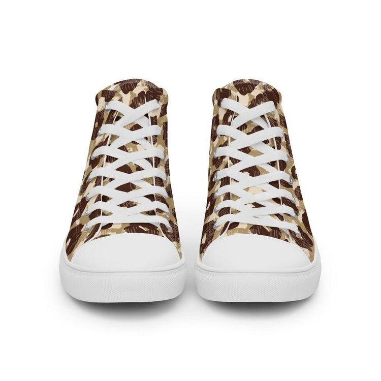 Brown and Tan Cheetah Men’s High Top Canvas Shoes