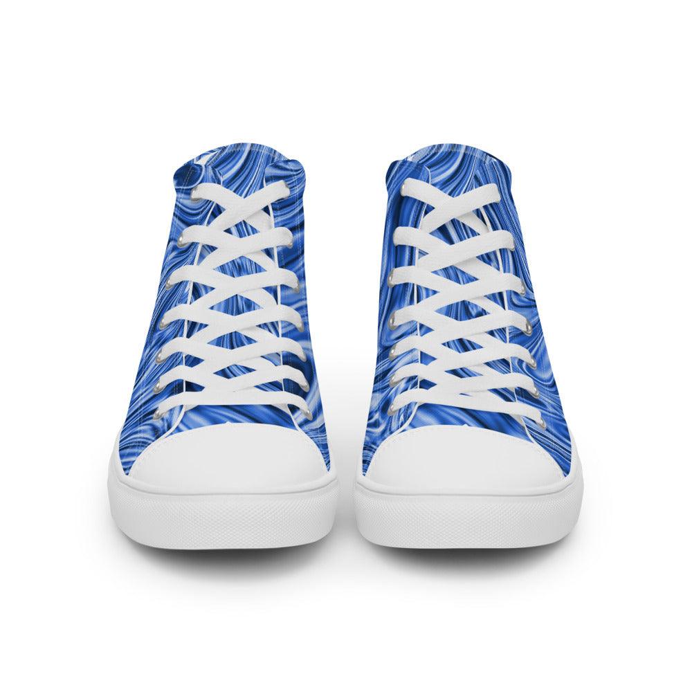 Blue Marble Men’s High Top Canvas Shoes - MessyBunFun - Your Destination for Stylish Unisex Clothing, Tops and bottoms - MessyBunFun.com