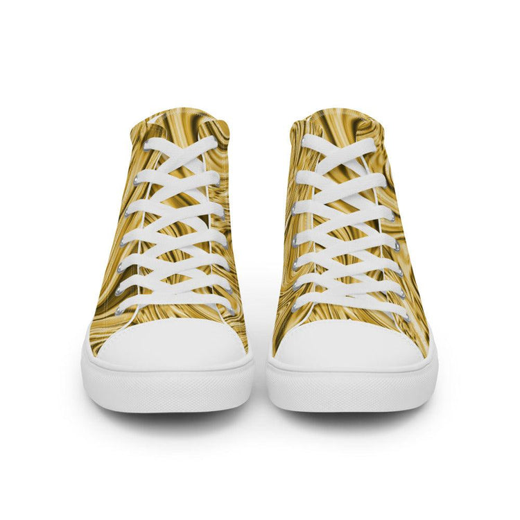 Gold Marble Men’s High Top Canvas Shoes - MessyBunFun - Your Destination for Stylish Unisex Clothing, Tops and bottoms - MessyBunFun.com