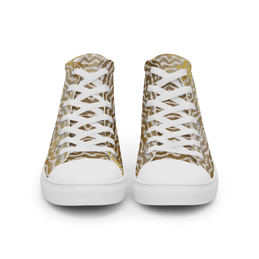 Golden Static Men’s High Top Canvas Shoes - MessyBunFun - Your Destination for Stylish Unisex Clothing, Tops and bottoms - MessyBunFun.com