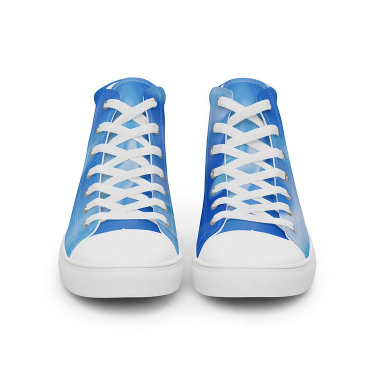 Blue Wave Men’s High Top Canvas Shoes - MessyBunFun - Your Destination for Stylish Unisex Clothing, Tops and bottoms - MessyBunFun.com